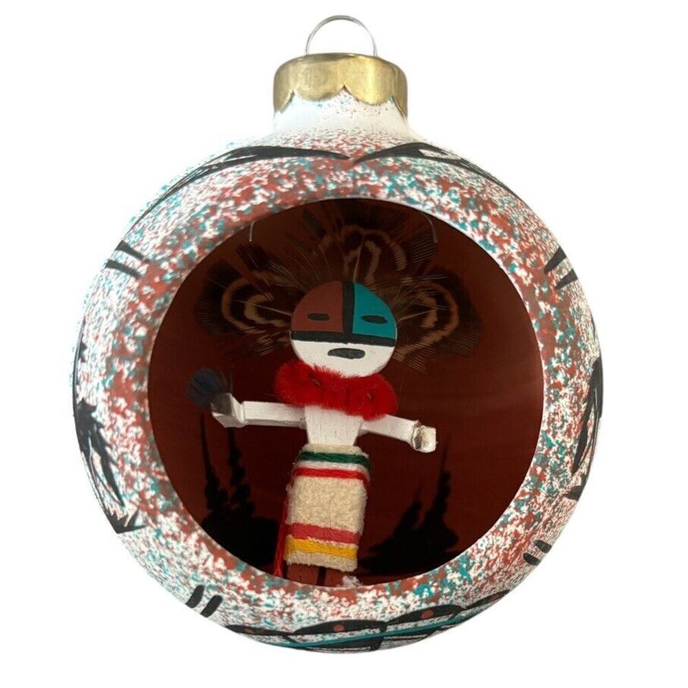 VTG Southwest Dine' Pottery Diorama Ornament Christmas Ball Art